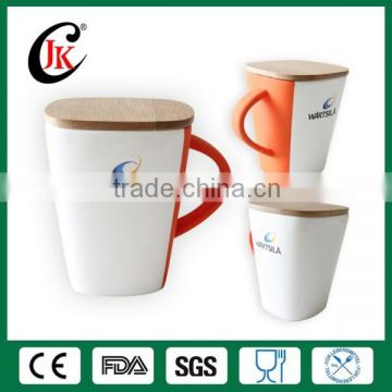 Wholesale creative cusotmised square white ceramic cup for coffee with lid