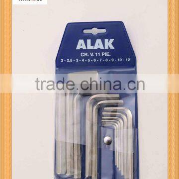11pcs Din 911 Normal Standard Short Arm Long Hex Key Set/Square Head Allen Key Set CR-V