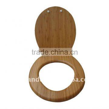 Bamboo toilet seat with plastic hinge