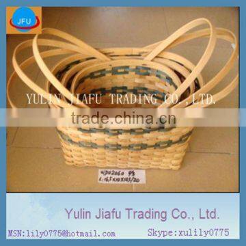 Hot sale mixed colour weaving Oval wood chip baskets with hndles