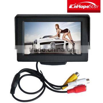 NEW design! dc 12v power supply 4.3 inch car lcd tft monitor with 2 channel inputs