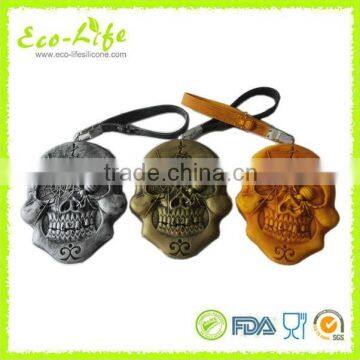 Halloween Cool Man Skull Design Retro Look Silicone Coin Pouch Purse Wallet With Zipper photo-2