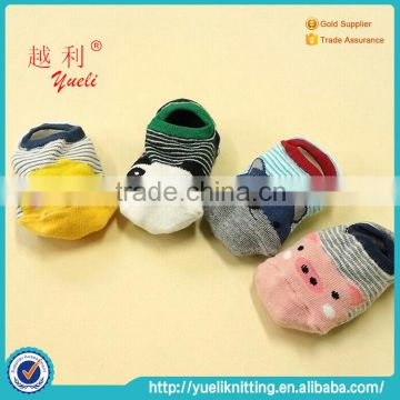 Cotton new born baby ankle anti-slip custom black socks