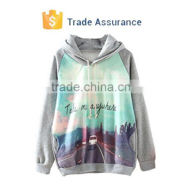 Cute Grey Print Hooded Cool Fashion Sweatshirt