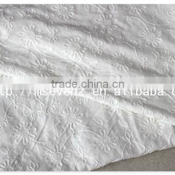 High Class Cotton White Voile Lace Fabric Embroidery for Dress/Curtain