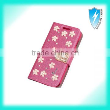 Silk Print Leather+PC Case with Diamond flowers for Sony Xperia Z1 L39H