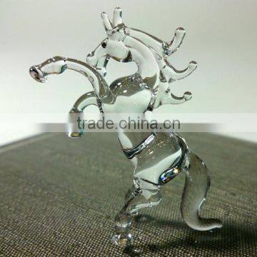 Tiny Crystal Horse Hand Blown Clear Glass Art Figurines Wild Animal Collection Home Decor