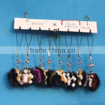 Plastic Dog Animal Shape Faux Fur Toy Keychain