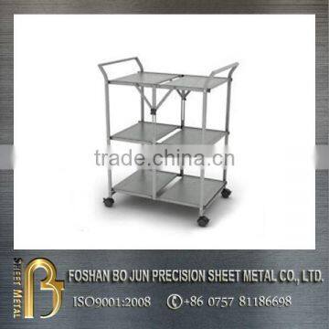 Movable stainless steel custom sheet metal cart, mobile metal cart with wheels