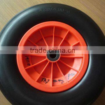 pu foam wheel 400-8 flat free tire with needle bearing