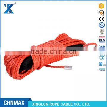 SUV ATV car 8000lbs electric winch color 12 strand braid strong synthetic tow rope with lug and thimble hook