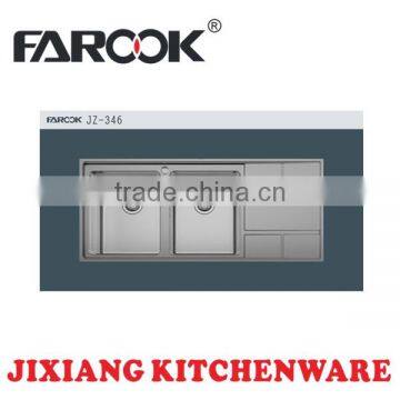 fashion double bowl single tray stainless steel solid surface sink