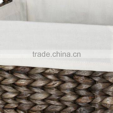 Water Hyacinth Shallow Mouth Design Large Lining Inside Basket With Handle