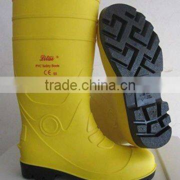 2016 new best sell industry safety yellow pvc boots steel toe insert safety boots