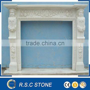 Modern Hand Carved Marble White Electric Fireplace for Sale photo-1