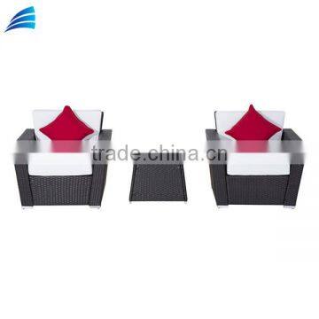 3 Piece Commercial Black Rattan Sofa Set