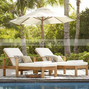 Adjustable teak wood beach lounge chair garden wooden sun lounger