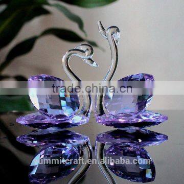 Custom clear glass crystal swan figurines wholesale crystal ornament