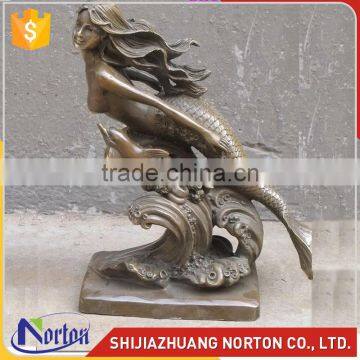 Bronze beautiful mermaid and dolphin sculpture for sale NTBH-054LI