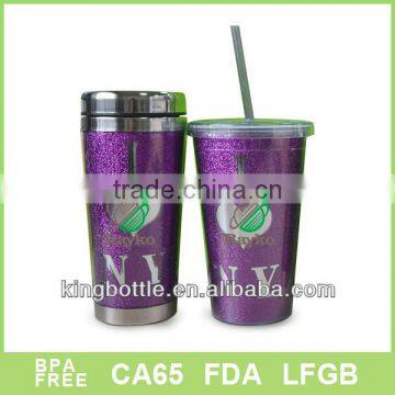 2pcs per set as a business gift 16oz Plastic straw mug