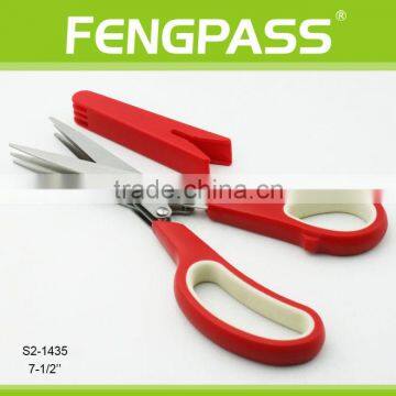 S2-1435 7-1/4" PP + TPR and Stainless Steel 3 Blades With Cover Herb Scissors