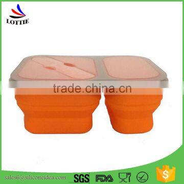 Factory direct FDA standard portable collapsible silicone lunch box Silicone food containers