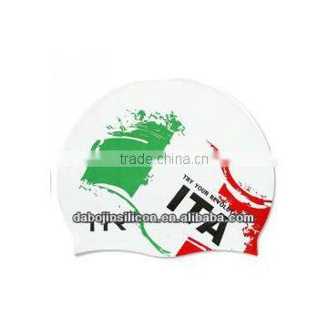 Italy Country Flag Patriotic Silicone Swimming Caps With CE/ROHS Certification photo-2