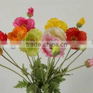 Wholesale Price Plastic Look Realistic Fabric Poppy Flower 27454F