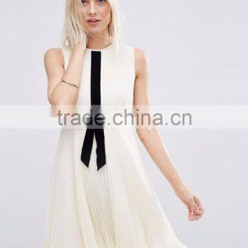 women's Occasion Pleat Skater Dress with Contrast Bow