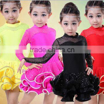 Little girls long sleeve solid color latin dance wear LT009