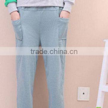 blue fleece winter long pants with panda printing