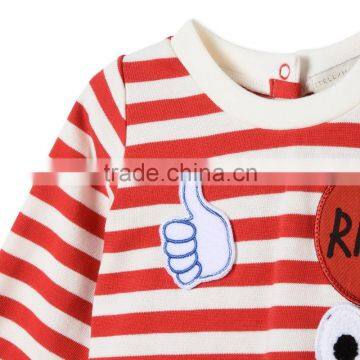 Soft Cotton Stripes Baby T-shirt Dress With Badge Appliques Kids Frocks Designs Dress Gril Dresses HSD5474 photo-3