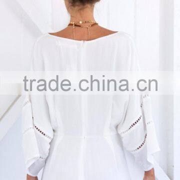 Latest Design Party White Playsuit Woman Summer Beach Romper photo-4