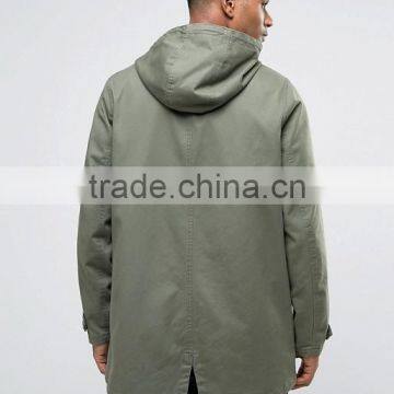 2017 Xinlan High Quality New Design Adjustable Toggle Hood Durable 100% Cotton Khaki Running Casual Men Jacket With Hood photo-2