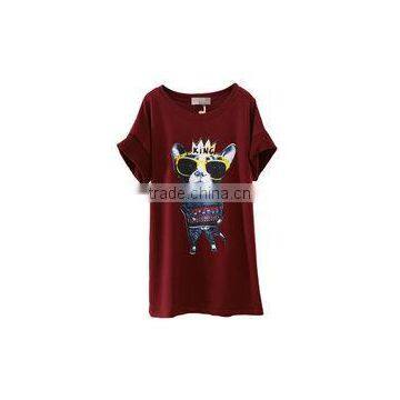 2013 new design fashionable ladies cotton printed t-shirt