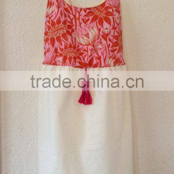 Fashion Printed Beach Girl Dress Of 9 Years Old With Front Tassel photo-3