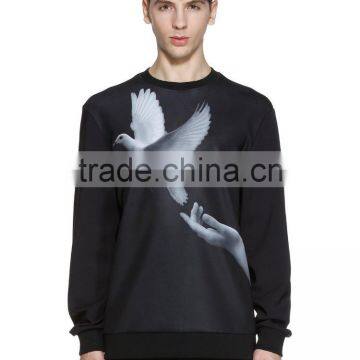 fashion printing O-neck long sleeve black thin pullover jersey t shirt for men