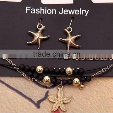 Hot Selling Starfish Charm Custom Charm Seed Bead Multi-strand Bracelets Earrings Set From Yiwu Factory photo-2