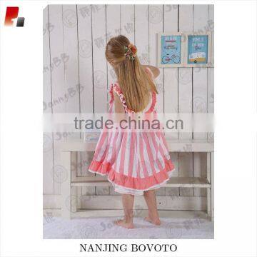 JannyBB toddler boutique pink stripe embroidered dress summer girls dresses