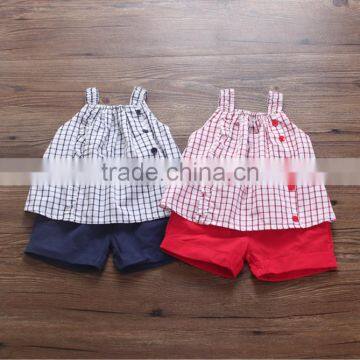Kids New Outfit Summer Baby Plaid Shirt Cotton Summer Baby Thin Section Shorts Two Pieces Set photo-2