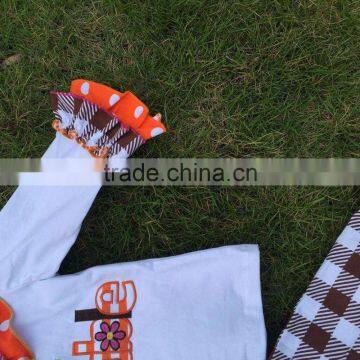 Newest Kids Fall Clothes Girls Thanksgiving Outfit Girls Thanksgiving Pant Sets Kids Long Sleeve Sets With Necklace and Headband photo-4