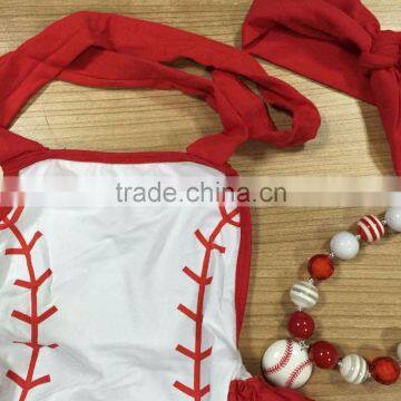 Cotton Baby Bubble Halter Romper Summer Girl Boutique Rompers Baby Jumpsuits Kids Baseball Baby Romper Set Infant Girl Clothes photo-6