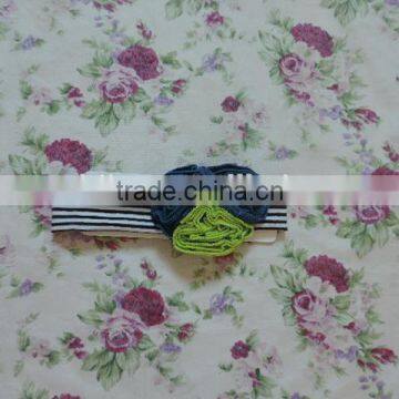 Back to School Flower Hairband Stripe Polka Dot Cotton Elastic Headband Ruffle Flower Kids Hairwear Wholesale photo-2