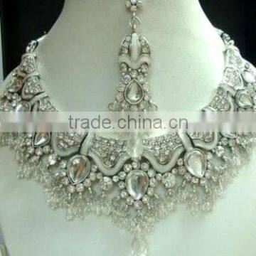 Kundan Silver Tone Bridal Set
