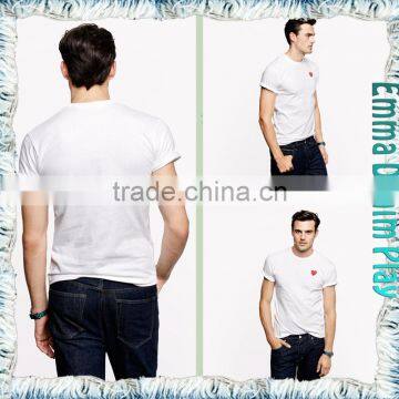 Soild White Heart Embroidery 0-Neck T Shirts for Man photo-4