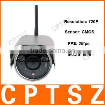 Wireless Outdoor Waterproof H.264 Megapixel CMOS Bullet IP Camera with Night Vision