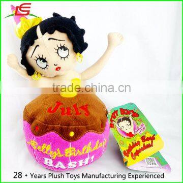 Custom Betty Boop July Birthday Cupcake Plush Stuffed Doll Toy