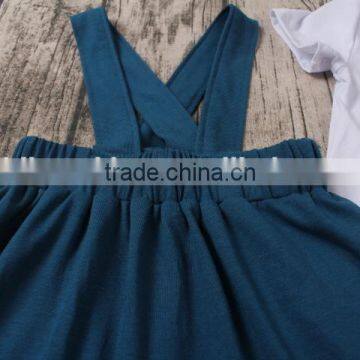 2017 Wholesale Kids Clothing Plain Solid T-shirts Match Suspender Dress Custom Design Baby Clothes photo-5