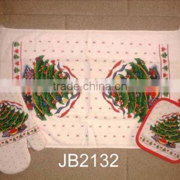 christmas towel sets kitcen with oven gloves and potholders for gifts