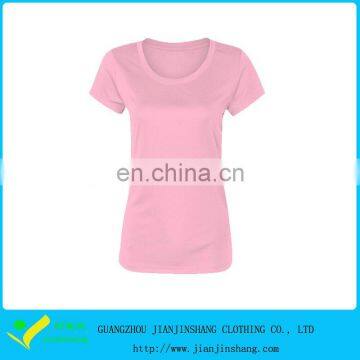 Ringspun Cotton Spandex Sccop Collar Sext Fitness Sports T Shirts For Lady